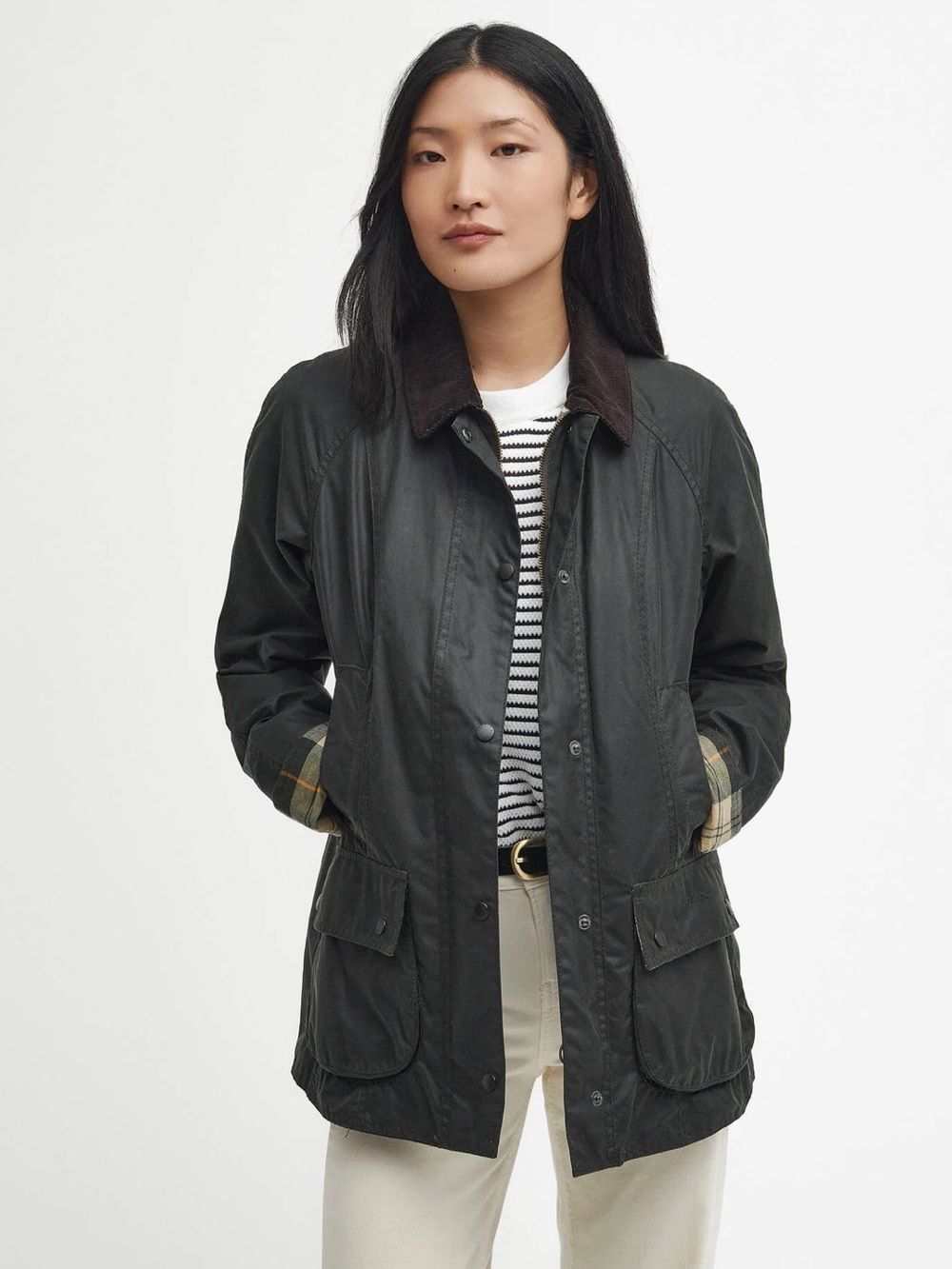 BARBOUR Beadnel|® Waxed Jacket in Sage -US 8 / UK 12